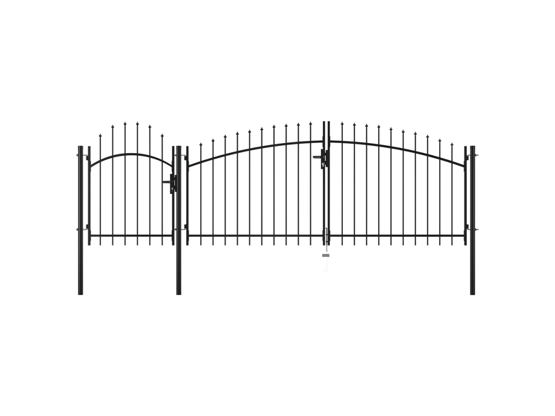 vidaXL Puerta de jardín de acero negro 2,25x4 m