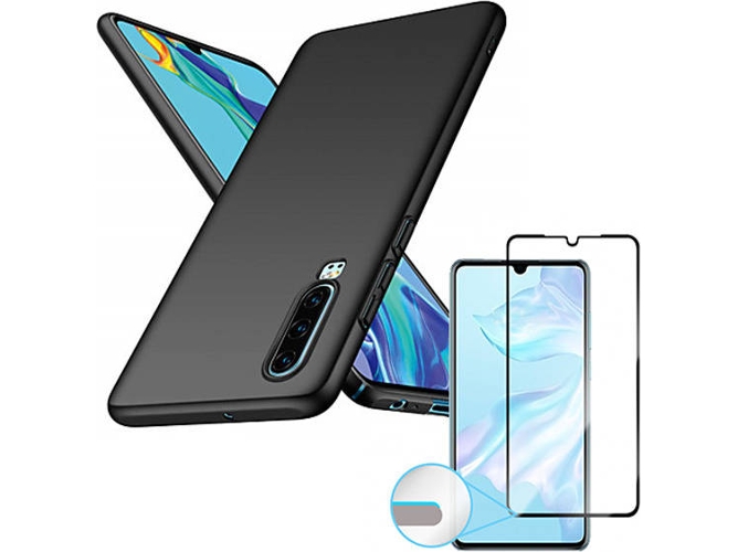 Kit Carcasa y Protector Cristal 5D Huawei P30 SlimShield Negro