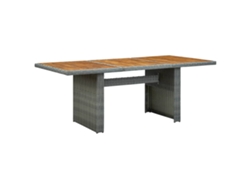 Mesa de jardín LOVELY HOME de mimbre y madera de acacia maciza en color gris claro (200 x 100 x 74 cm)