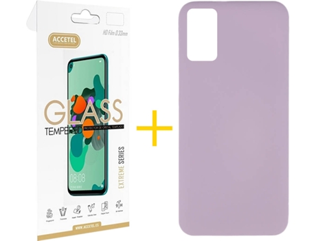 Funda y Protector de Vidrio Samsung Galaxy A41 ACCETEL Silicona Líquida Morado