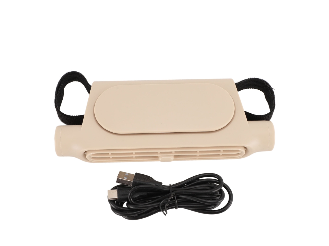 Ventilador De Banco De Carro Usb Com 3 Velocidades Silencioso Sem Lâmina Portátil Para Frente E Traseira Bege