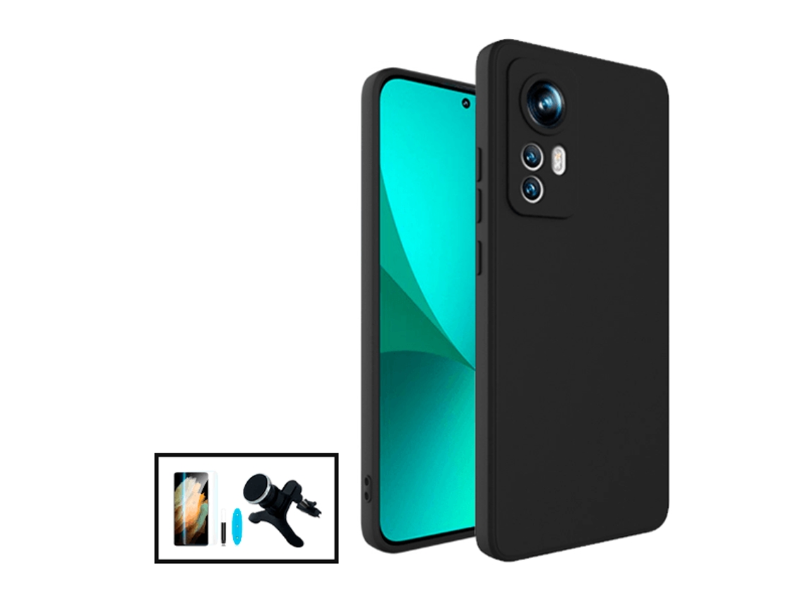 Nano Curvado Kit De Película De Vidrio UV Cubierta De Silicona Líquida Reforzada Soporte Magnético Para Xiaomi 12 Pro - Negro PHONECARE