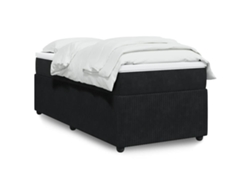 Cama Box Spring Con Colchón Cuero Sintético Negro 90x190 Cm