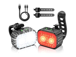 Juego de luces de bicicleta recargables USB Ipx6 resistente al agua 8/12 modos 58 horas de duración Fácil de I DIGITALLAB