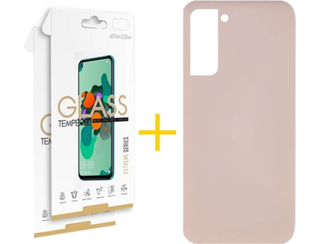 Carcasa + 2 Protectores de Pantalla para Samsung Galaxy S22 Plus 5G SKYHE Rosa Pastel