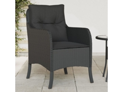Sillas de jardín con cojines, 2 unidades, mimbre sintético negro, Dkd Home Decor