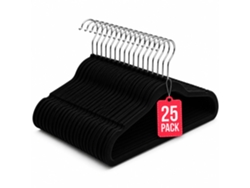Com-fort House Perchas De Terciopelo Antideslizantes Pack 25 – Negro – Ultrafinas Ahorra Espacio – Gancho Giratorio 360° – Perchas Para Ropa, Trajes, Vestidos Y Camisas