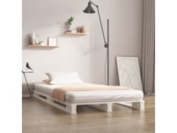 Cama De Palets Madera Maciza Pino Blanca Individual 90x190 Cm