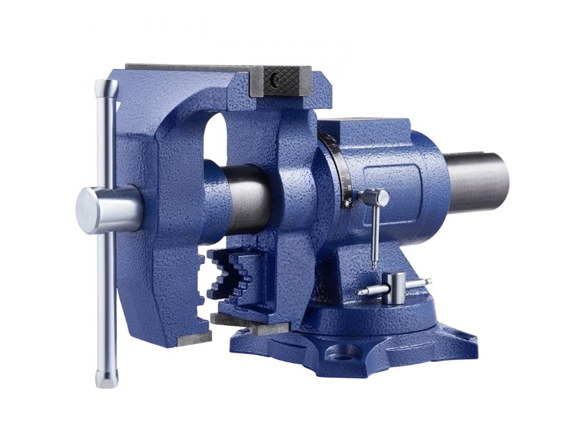 Torno de banco de 165 mm con base giratoria de 360° y ambas máquinas Tekmaquinas