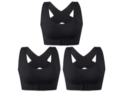 2026-3pcs Brassier Deportivo Sin Costuras Negro Para Mujer Con Corrector De Postura Elástico Push Up
