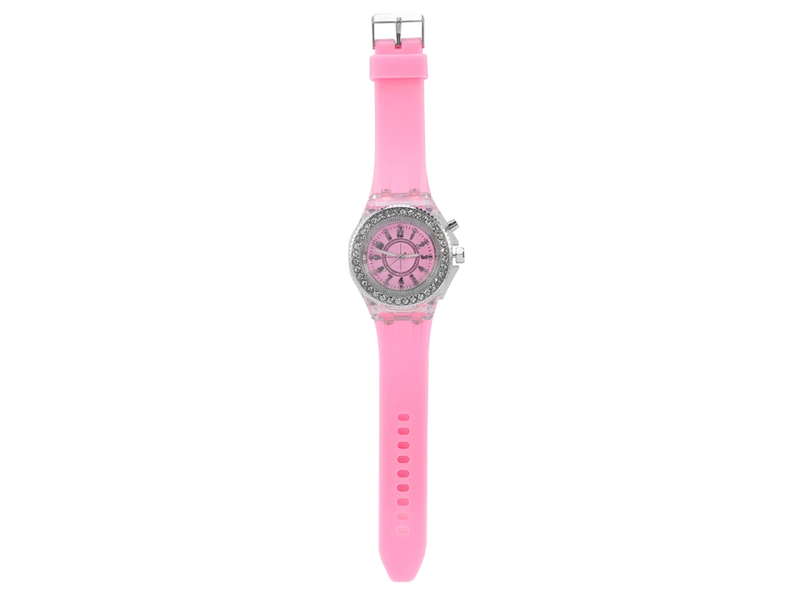 Reloj De Pulsera Para Niña Con Retroiluminación Led Y Correa De Silicona Rosa.