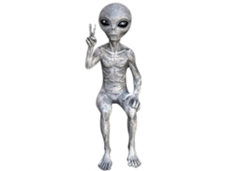 Figura de resina de extraterrestre de jardín OVNI y gnomo