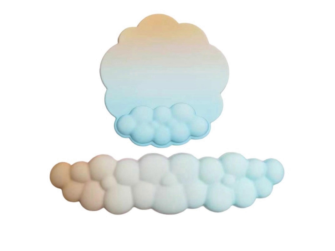 Alfombrilla de ratón con reposamuñecas en forma de nube, base antideslizante, colorida, suave, viscoelástica, para gaming, azul cielo como un sueño.