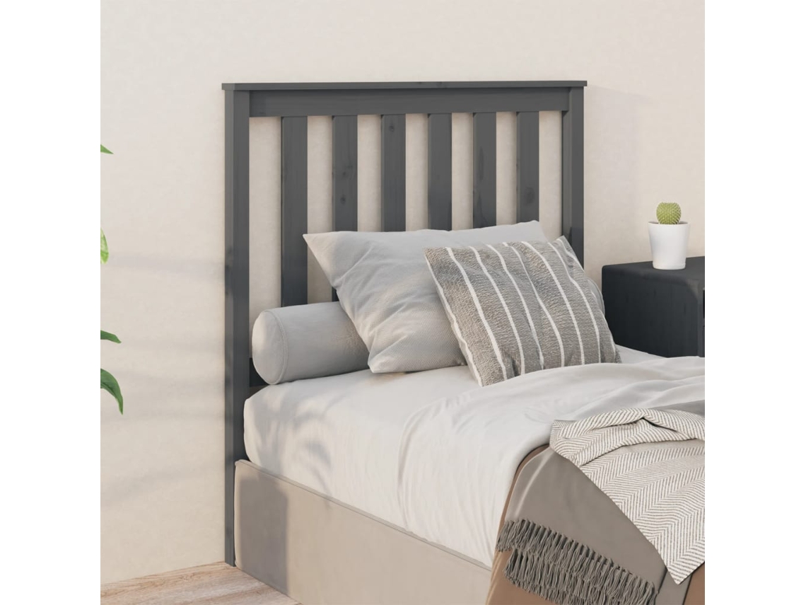 Cabecero De Cama Madera Maciza De Pino Gris 96x6x101 Cm