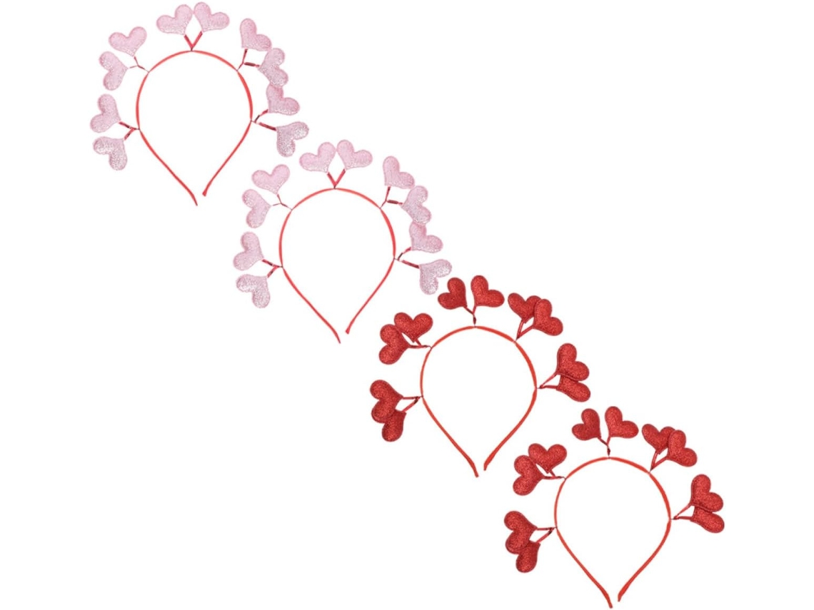 Diademas De Corazón De 4 Piezas Para Mujer, Accesorios Para El Cabello Para El Día De San Valentín Y Fiestas, Elementos Decorativos