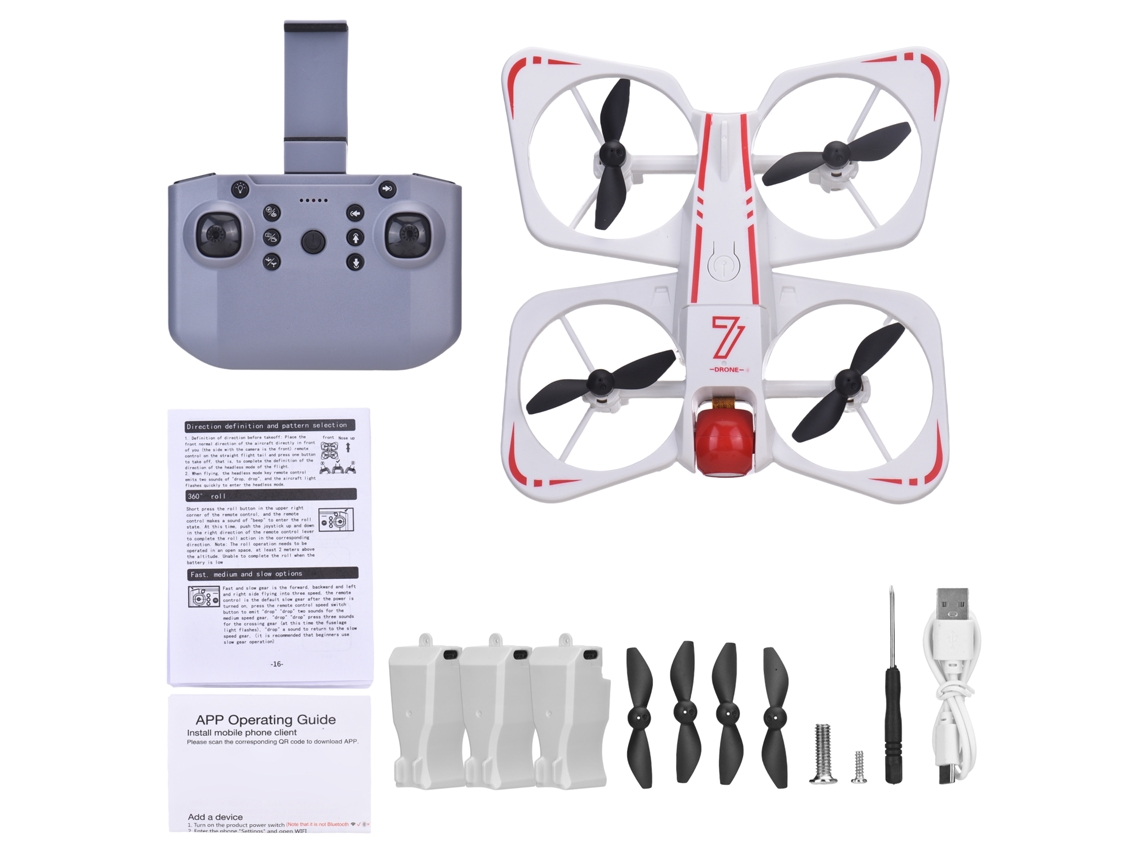 Dron Para Niños, Mini Aeronave Con Control Remoto, Cámaras Duales 4k, Modo Sin Cabeza, 3 Baterías, Blanco.