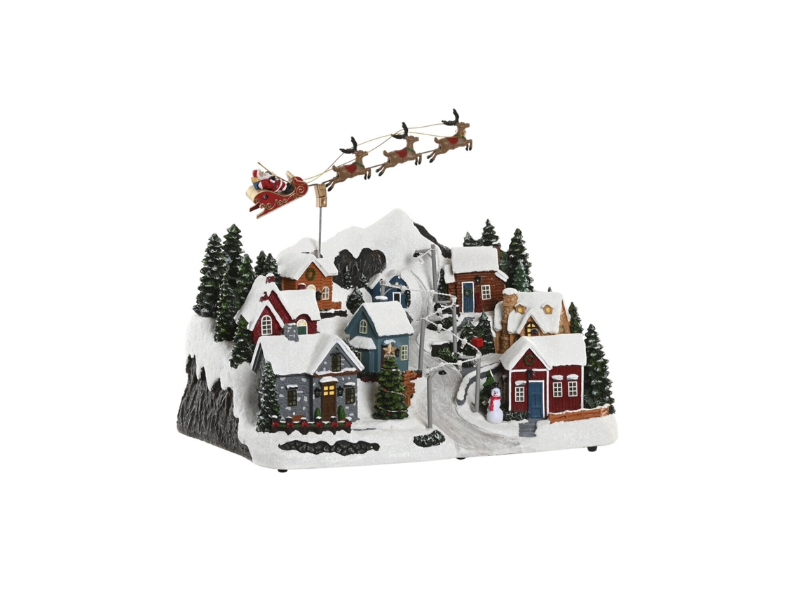 Ciudad Led Resina Movimiento Musical 38x26,5x29cm