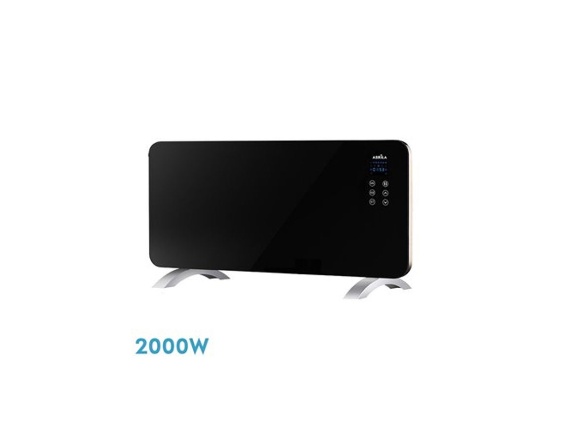 Emisor Térmico De Cristal Himalaya Negro 2000w 2 Potencias Mando Temporizador Ip24 (38x92x6,86cm)