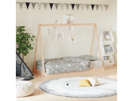 Estructura De Cama Infantil VIDAXL Marrón Madera (80x160 cm)