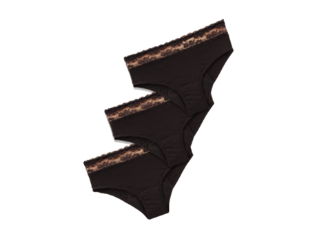 Conjunto de 3 Bragas ANAISSA Algodón Mujer (48-54 - Negro)