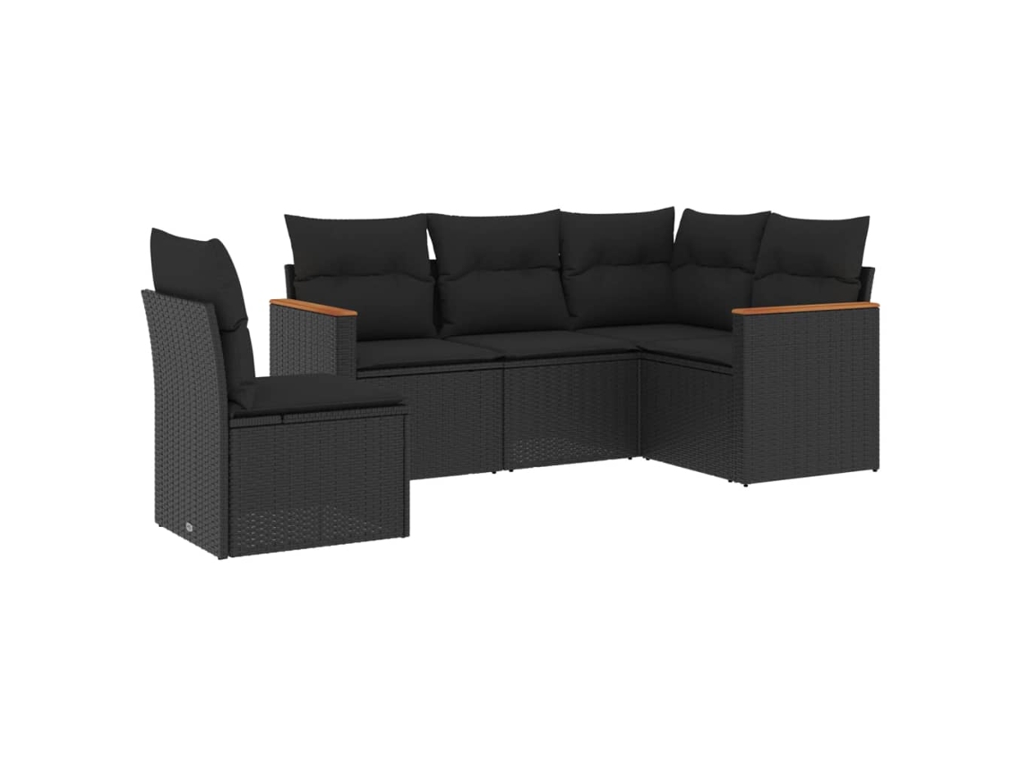 Maison Exclusive - Set De Muebles De Jardín 5 Pzas Y Cojines Ratán Sintético Negro