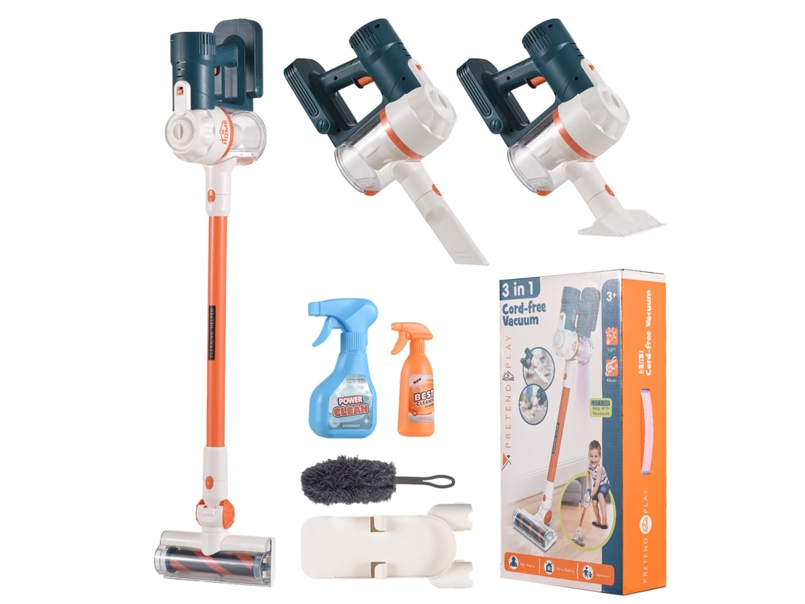 Rebe-juguete Aspiradora Para Niños Kit De Limpieza Juego De Hogar Con Cepillo Suave Y 2 Adaptadores