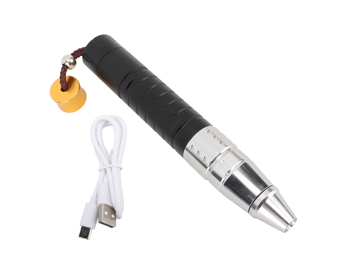 Linterna LED 3 en 1 para identificación de gemas (2026) con luz UV blanca/amarilla de 365 nm para joyería de jade, con interruptor, cable trasero y USB-C.