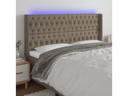Cabecero Con Led De Tela Gris Taupe 183x16x118/128 Cm