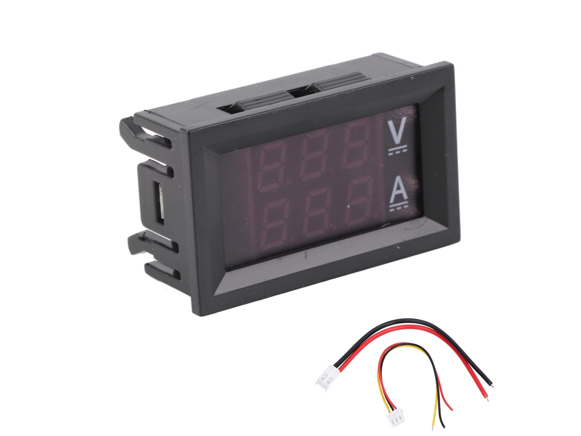 Voltímetro Y Amperímetro Digital Con Doble Pantalla Led, Medición De Cc De 0v A 100v, 10a, Para Paneles Eléctricos.