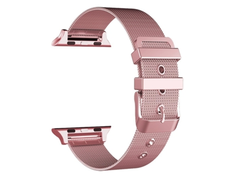 Correa Smartwatch para Apple Watch Series 7 45mm / 6 & SE & 5 & 4 44mm / 3 & 2 & 1 42mm Milanesa Doble Hebilla de Acero Inoxidable (Rosa Rosa)