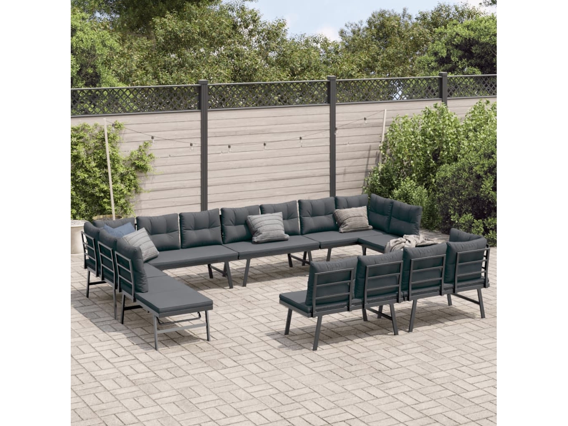 Bancos de jardín con cojines de acero con recubrimiento en polvo Póto Dkd Home Decor