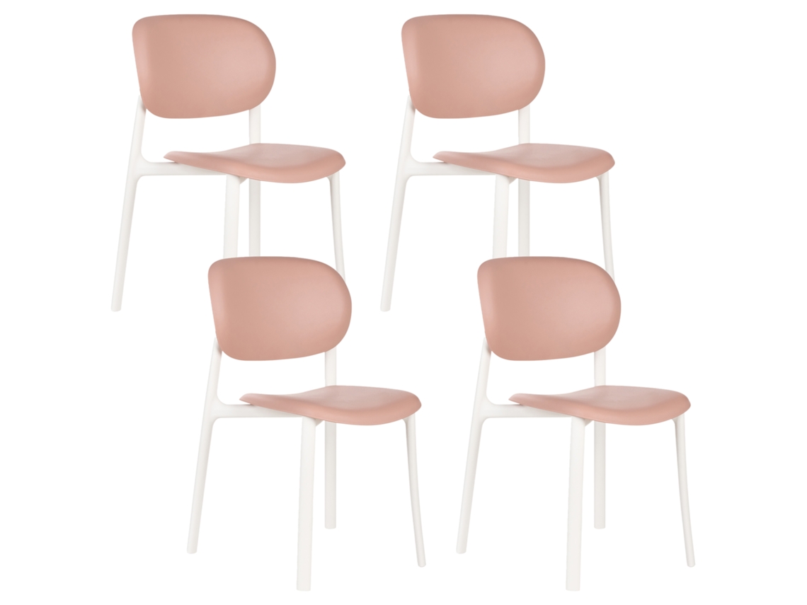 Conjunto de 4 sillas de jardín Beliani Musano en polipropileno rosa 47x46x88cm