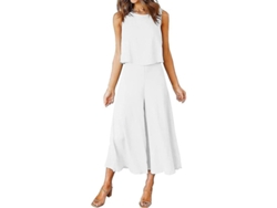 2026-conjunto De 2 Piezas De Verano Para Mujer Roylamp: Top Básico De Cuello Redondo Y Pantalones Anchos Cortos Jumpsuit