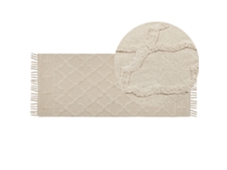 Alfombra BELIANI Tozlu de Algodón Beige 80x230