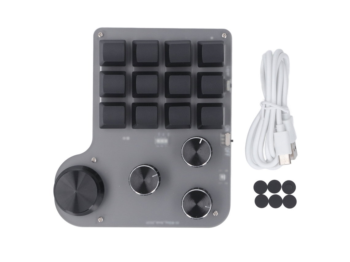 Mini Teclado Mecánico Para Juegos Con Macros Programables, 12 Teclas, 4 Botones, Iluminación Rgb, 3 Modos, Usb-c, Bluetooth 2.4g.