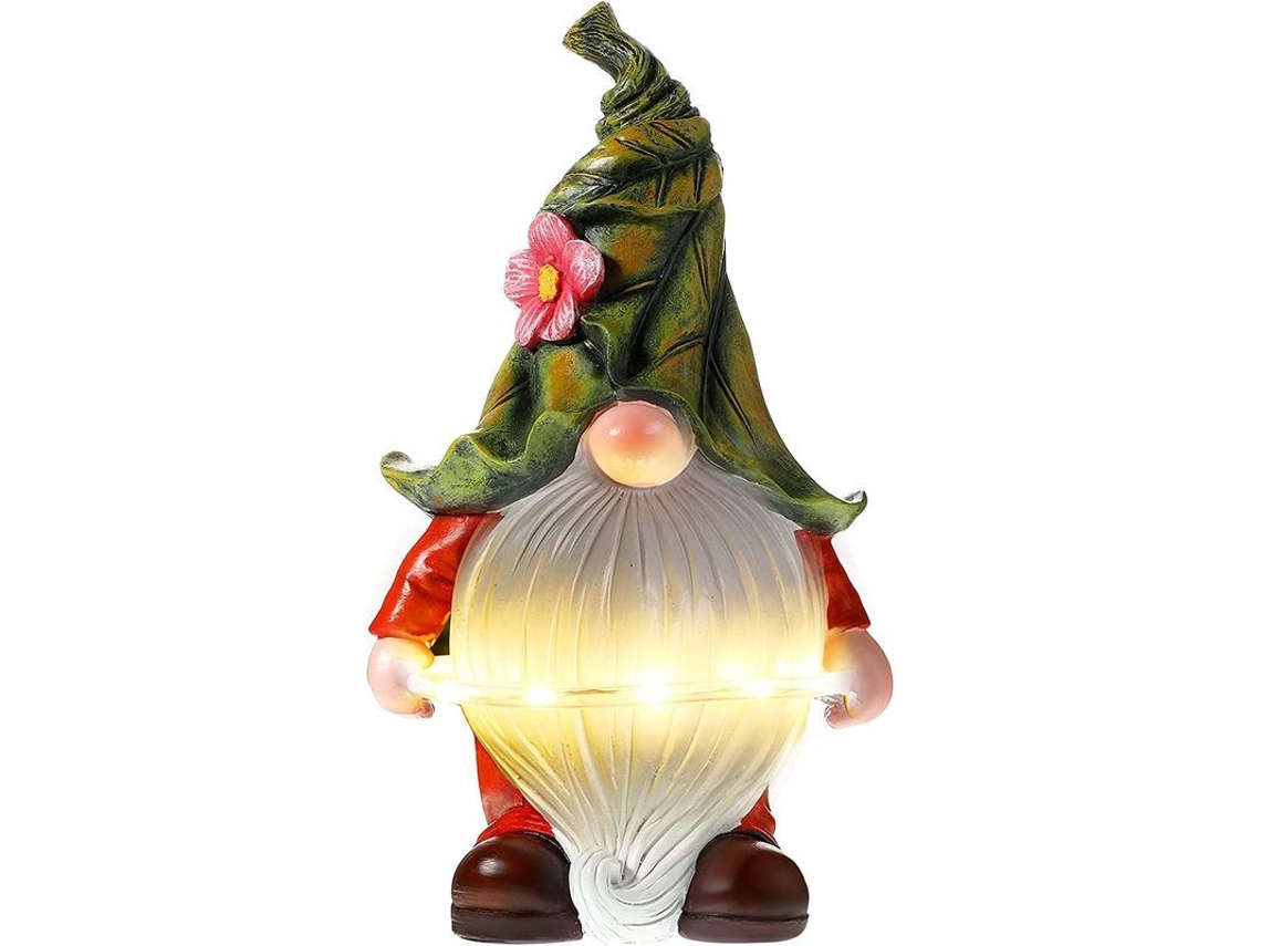 Estatua De Gnomo De Resina Para Jardín Con Luz Led Solar, Adorable Para Decoración De Exteriores, Resistente Al Agua.