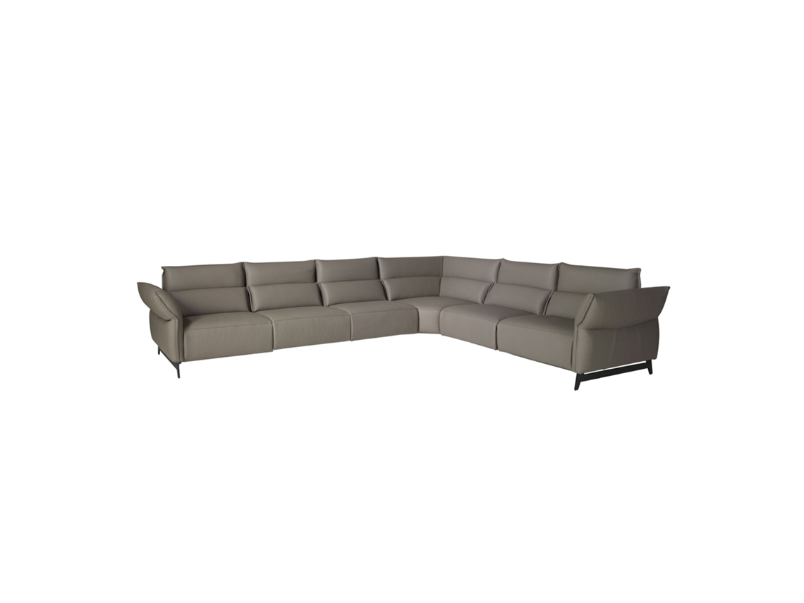 Sofá esquinero modular relax en piel gris oscuro Angel Cerdá