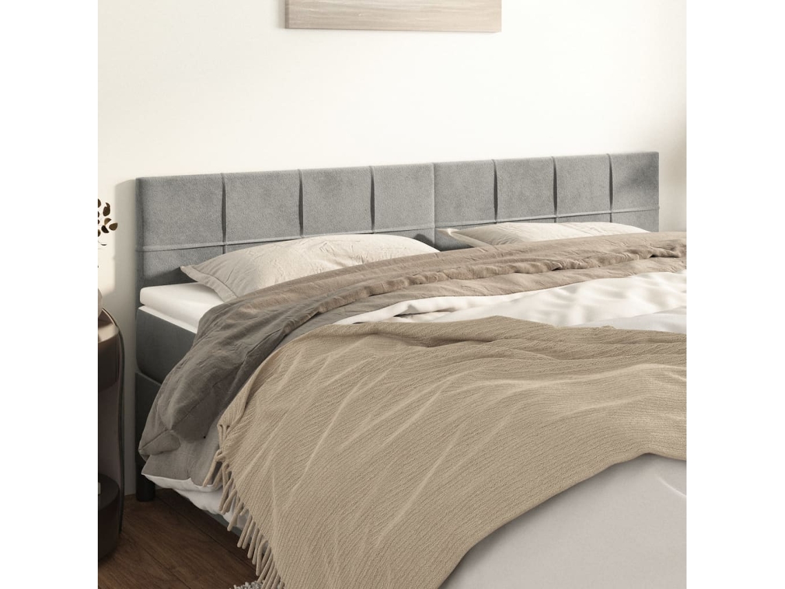 Cabeceros 2 Unidades De Terciopelo Gris Claro 90x5x78/88 Cm
