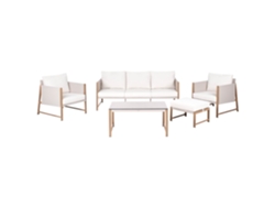 Conjunto de exterior con reposapiés Beliani Nola Aluminio Crema 194x83x83