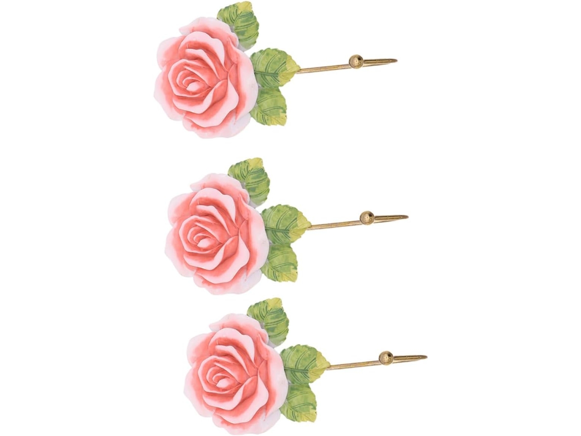 Ganchos De Pared De Resina Con Forma De Rosa, Juego De 3, Para Llaves Y Artículos Que Ahorran Espacio En El Dormitorio