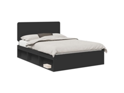 Maison Exclusive - Estructura De Cama Negro 140 X 200 Cm Madera De Pino Macizo