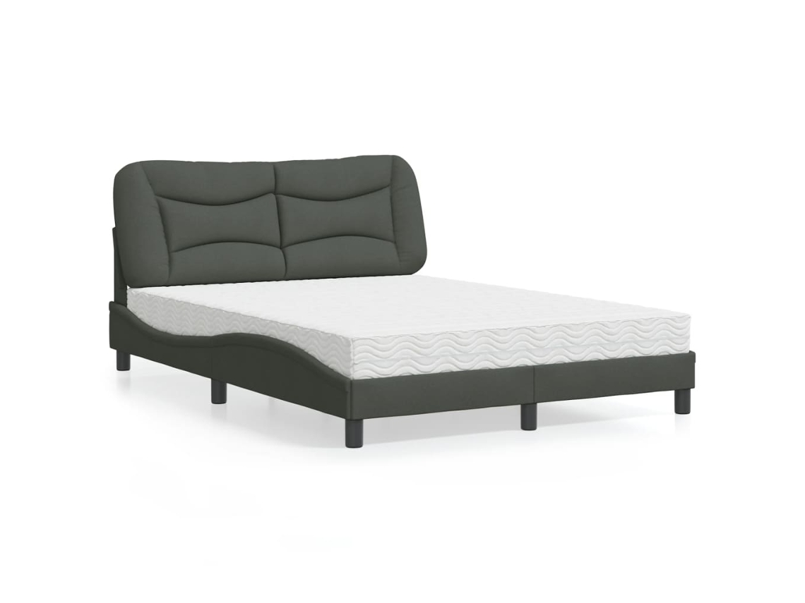 Cama Con Colchón Tela Gris Oscuro 120x200 Cm