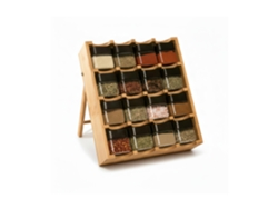 Relaxdays Estante Para Especias Con 16 Tarros, Bambú, 35x30x9 Cm, 4 Niveles, Escalera Vertical, Almacenamiento Natural