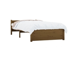 Cama con Plataforma Individual Pequeña Madera Marrón Miel (75x190 cm)