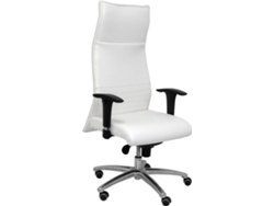 Silla de Escritorio Ejecutiva PYC Albacete XL Blanco con ruedas de parqué (Brazos ajustables - Piel Sintética)