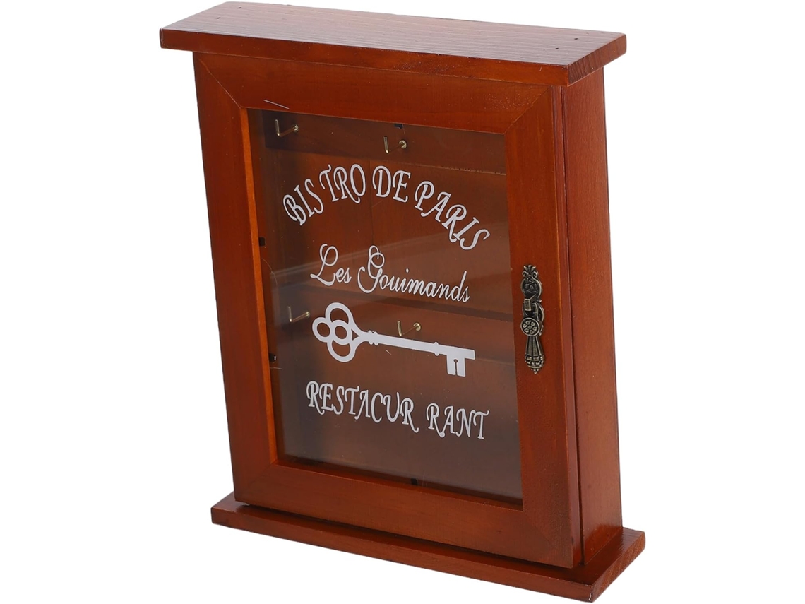 Caja De Almacenamiento De Llaves De Plástico Marrón Vintage, Estuche Elegante Y Moderno Para Montaje En Pared.