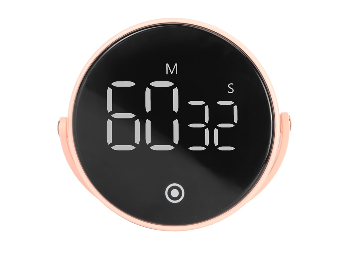 Temporizador Digital Led, 7,6 Cm, Magnético, Giratorio, Silencioso, Para Cocina, Rosa, Abs Y Silicona.