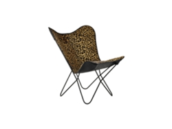 Silla Metal Piel Leopardo Negro 73x70x93cm