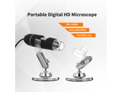 Microscopio Digital Portátil Con Zoom De 50x-1000x, Lupa Hd Usb Con 8 Luces Led, Color Negro