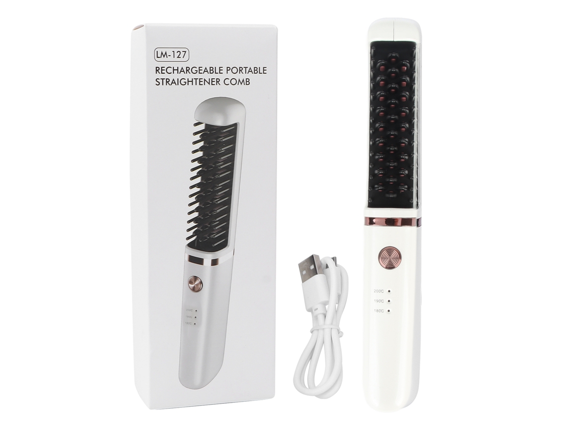 Peine alisador de cabello con temperatura ajustable y protección anti-quemaduras.